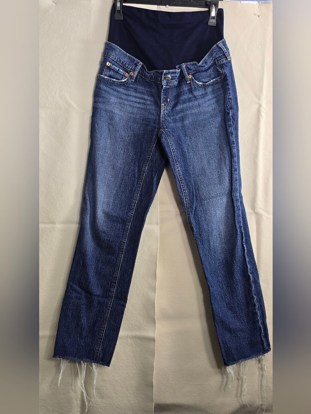 GAP Women's Dark Blue Straight-Leg Maternity Jeans with Navy Panel